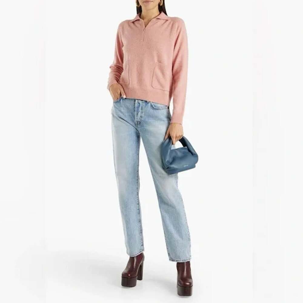 NAADAM 100% Cashmere Quarter Zip Rose Sweater with Pockets Size XS